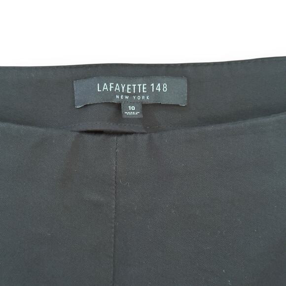 Lafayette 148 Chrystie Pants Black Cotton Twill Women’s Size 10 Stretch Side Zip - Picture 4 of 12
